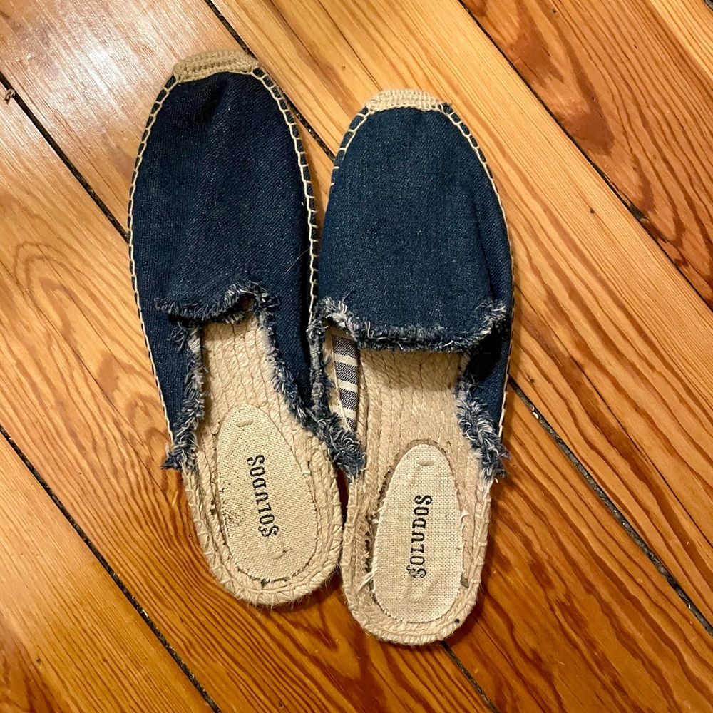 Soludos Frayed Denim Mules